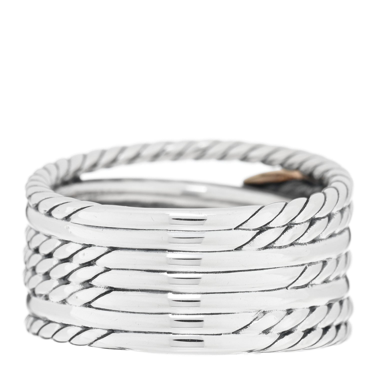 David Yurman Sterling Silver 18K Yellow Gold Double X Crossover Ring 57 8 3 of 4