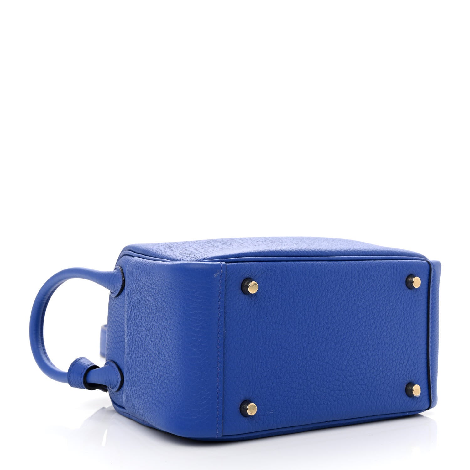 Hermes Taurillon Clemence Mini Lindy 20 Bleu Electrique 4 of 10