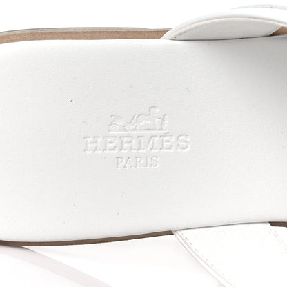 Hermes Calfskin Womens Elixir Sandals 37 White 7 of 8