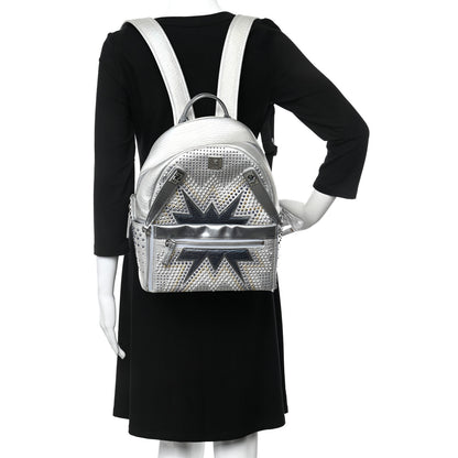 MCM Visetos Medium Studded Stark Cyber Flash Backpack Silver 2 of 16