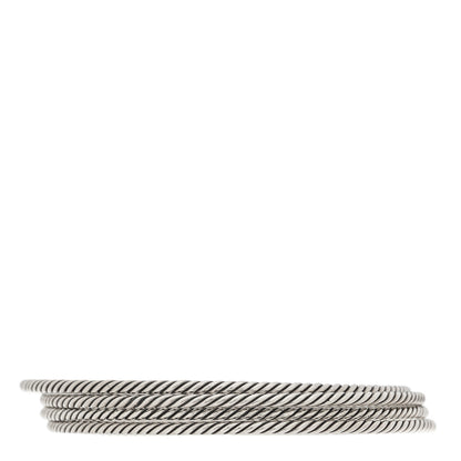 David Yurman Sterling Silver Cable Classics Bangle Bracelets Set of 4 2 of 3