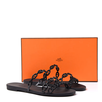Hermes Rubber Chaine d'Ancre Rivage Sandals 37 Black 8 of 8