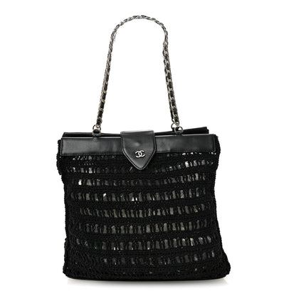 Chanel Woven Crochet Knit Tote Black 1 of 11