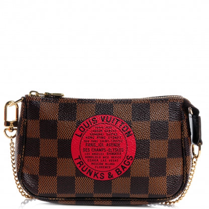 Louis Vuitton Damier Ebene Complice Trunks and Bags Mini Pochette Accessories Red 1 of 6