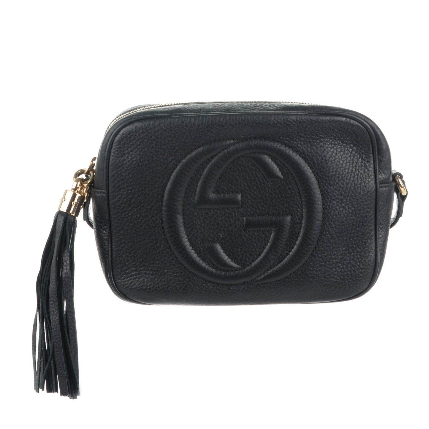 Pebbled Calfskin Small Soho Disco Bag Black