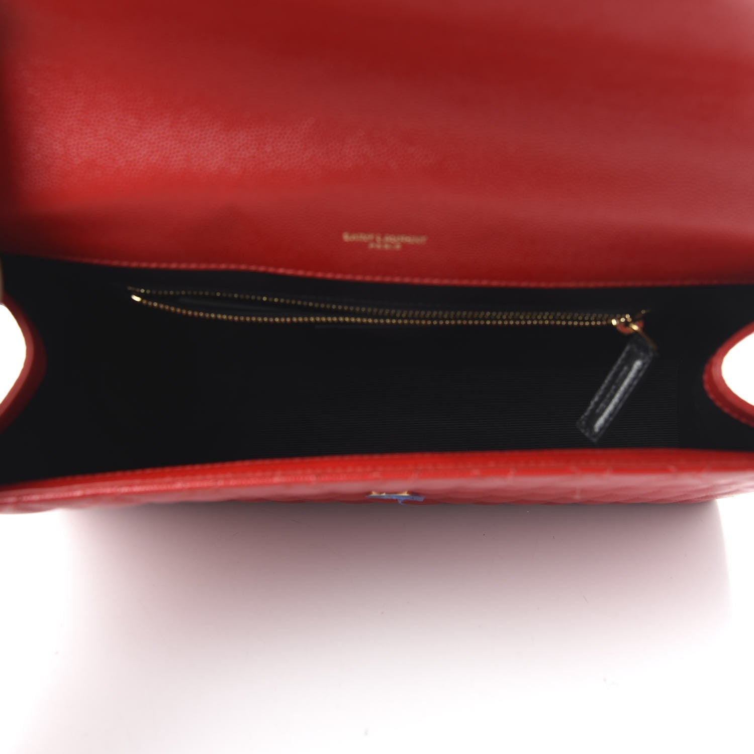 Saint Laurent Grain De Poudre Mixed Matelasse Large Triquilt Monogram Satchel New Red 5 of 9