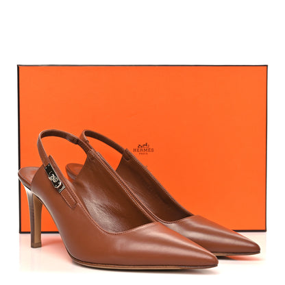 Hermes Nappa Lover 80 Slingback Pumps 37 Gold 9 of 9