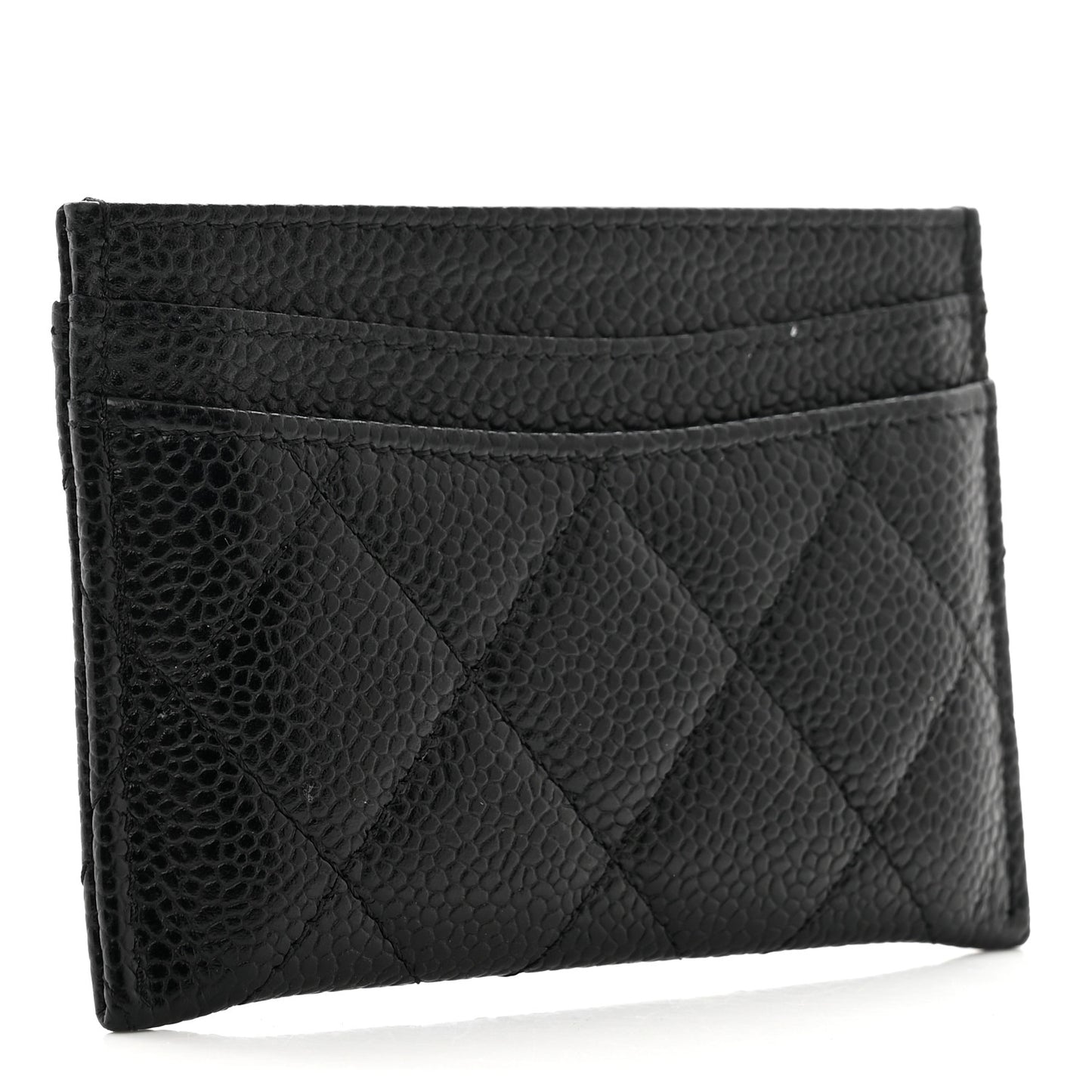 Caviar Quilted Card Holder Black