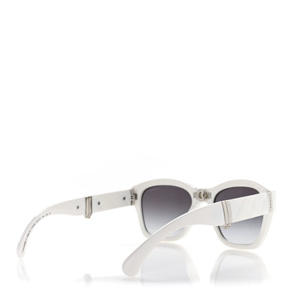 Chanel Acetate Metal Crystal Square Folding Sunglasses 6055-B White 4 of 8