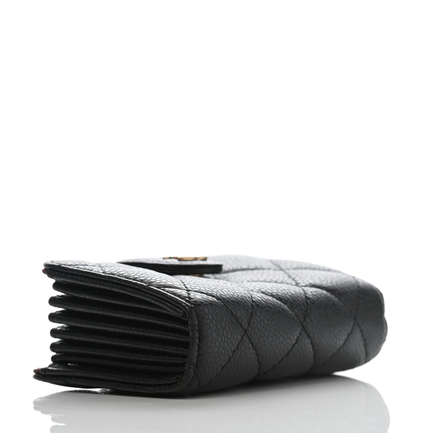 Caviar Quilted Gusseted Card Holder Black
