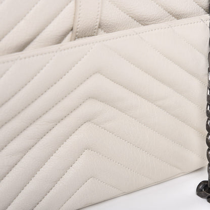 Saint Laurent Sheepskin Matelasse Monogram Medium College Bag Dove White 7 of 11