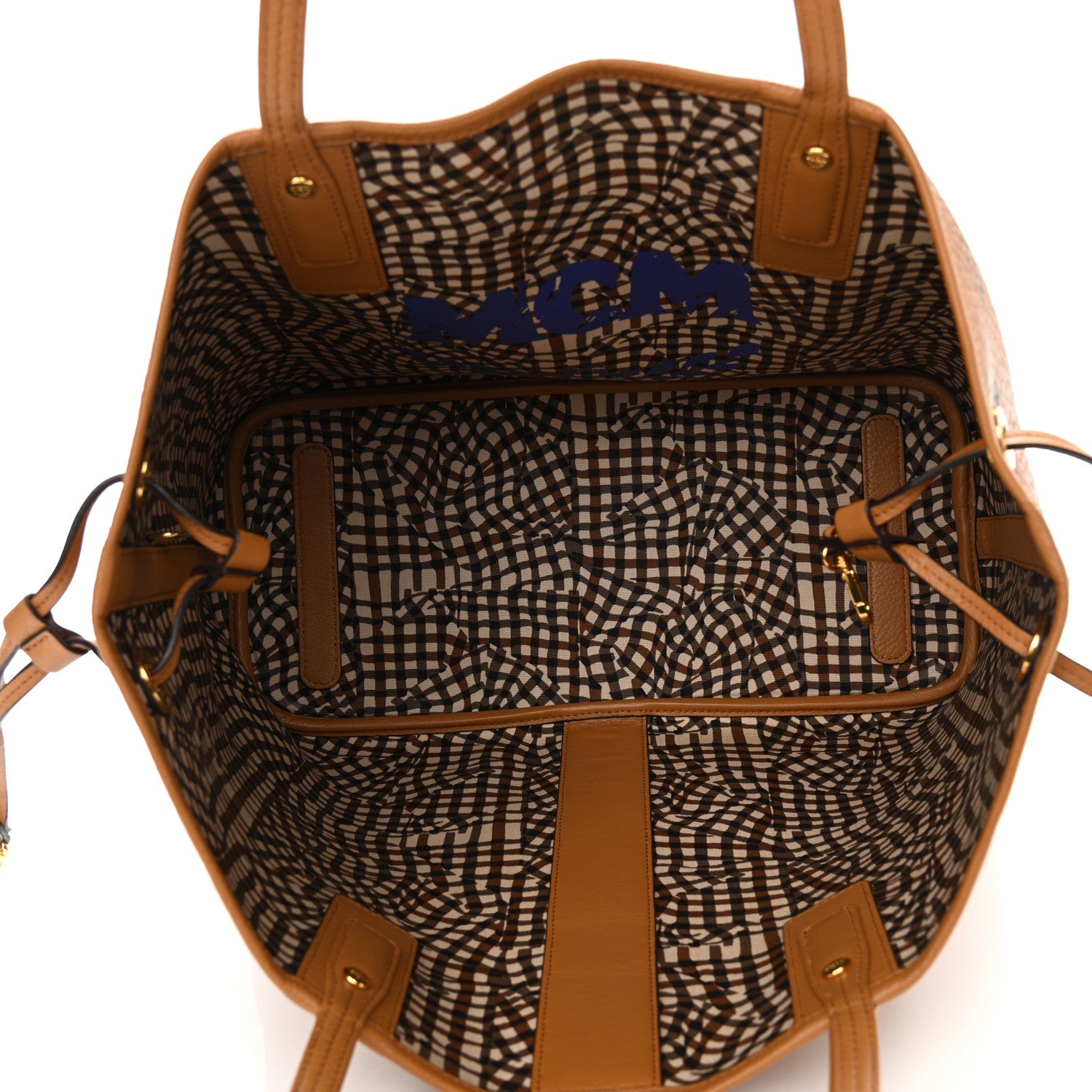 MCM Visetos Medium Liz Reversible Shopper Tote Cognac 9 of 17