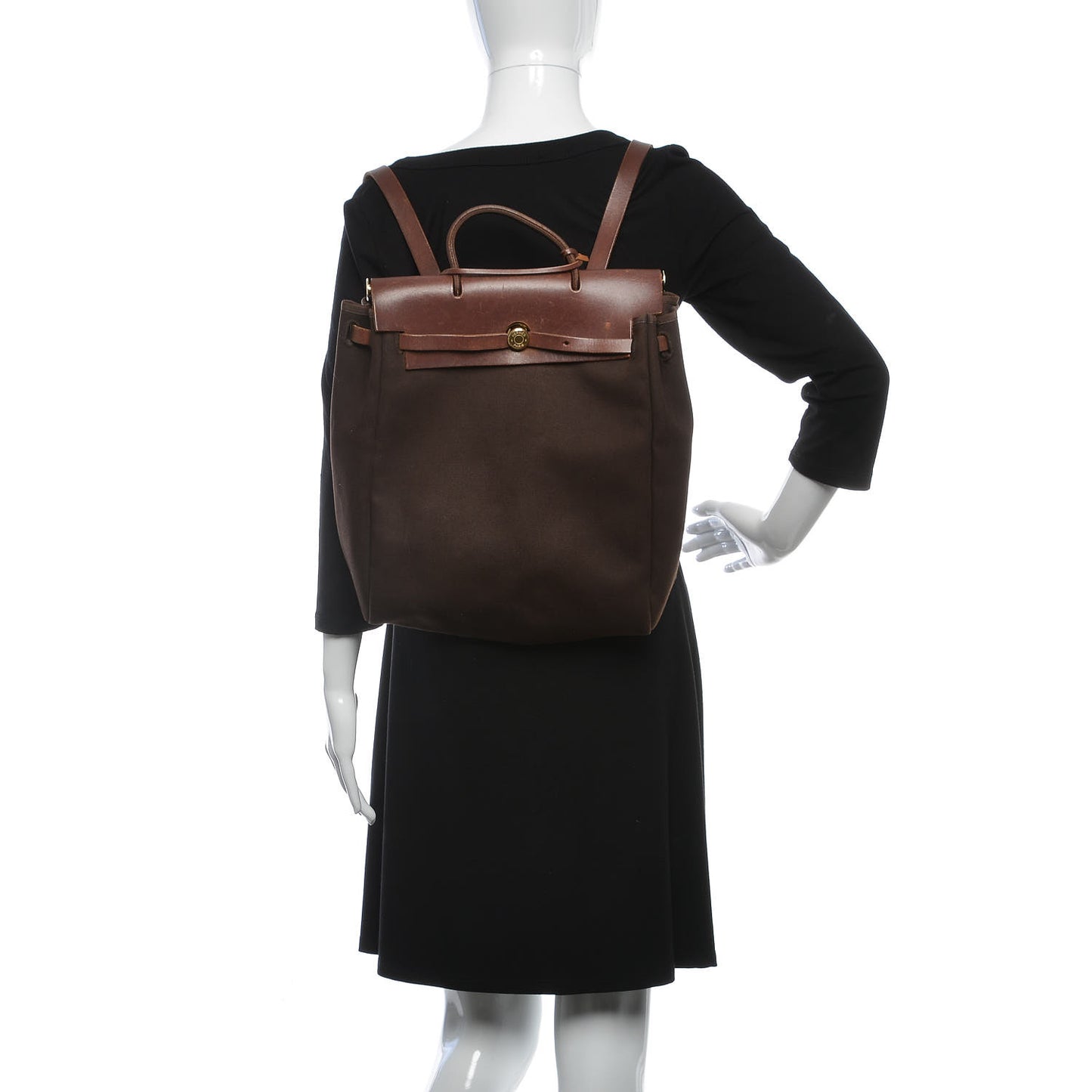 Toile Vache Calfskin Herbag 30 PM Backpack Havane
