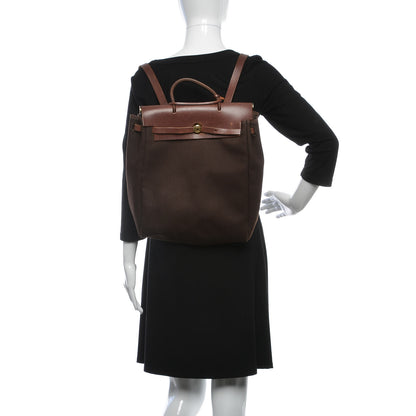 Hermes Toile Vache Calfskin Herbag 30 PM Backpack Havane 2 of 11