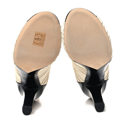 Chanel Lambskin Patent Bows Short Boots 40 Ivory Black 5 of 9