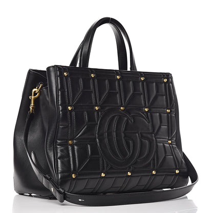 Gucci Calfskin Matelasse Studded Medium GG Marmont Tote Black 3 of 18