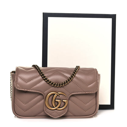 Gucci Calfskin Matelasse Super Mini GG Marmont Shoulder Bag Porcelain Rose 13 of 13