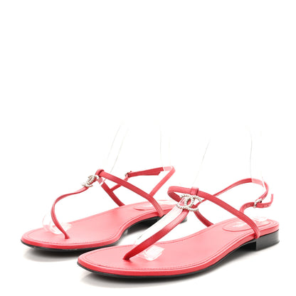Chanel Lambskin CC Thong Sandals 41 Red 4 of 9