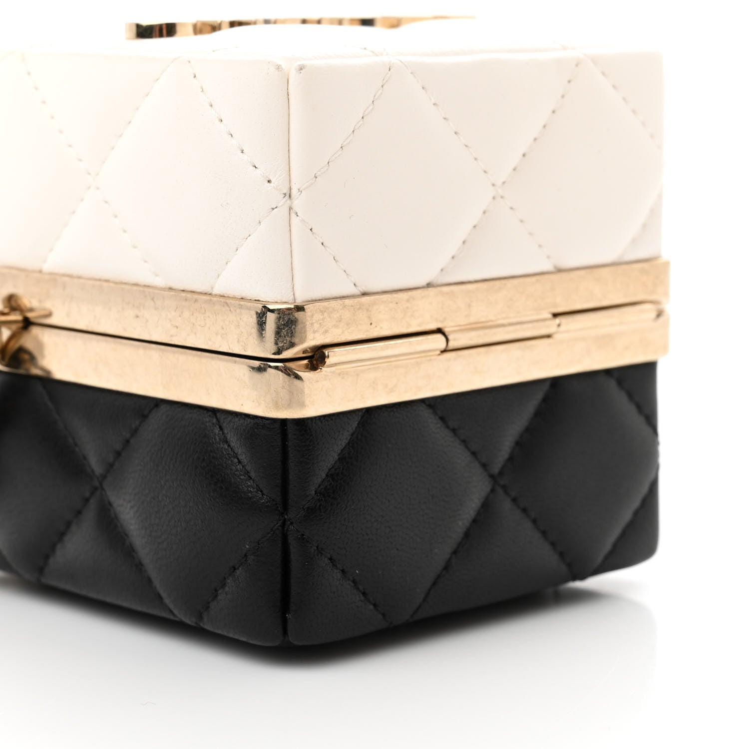 Chanel Lambskin Quilted Clutch With Chain Black White 9 of 11