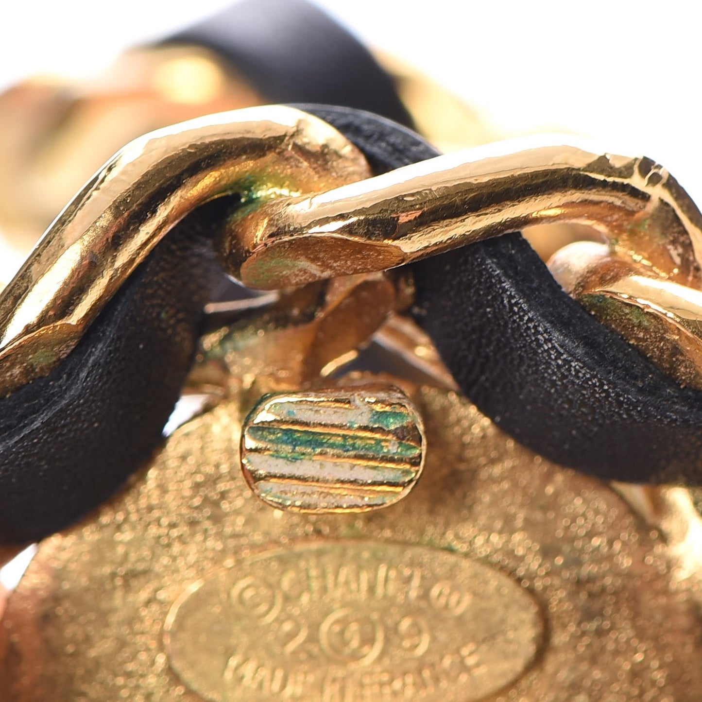 Lambskin Chain CC Clip On Earrings Gold
