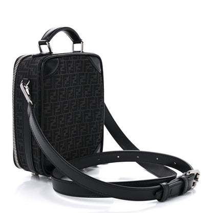 Fendi Recycled Fabric Jacquard Vitello Astro Micro FF Mini Trolley Bag Asfalto Black 3 of 11