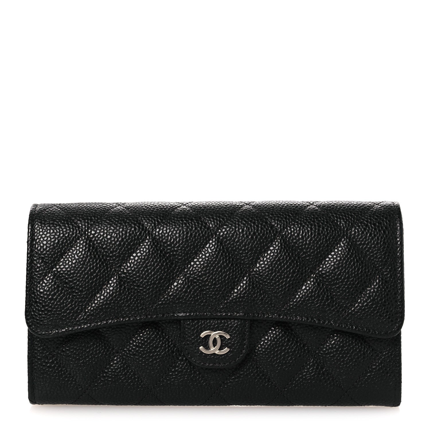 Chanel Caviar Quilted Large Gusset Flap Wallet Black 1 of 10