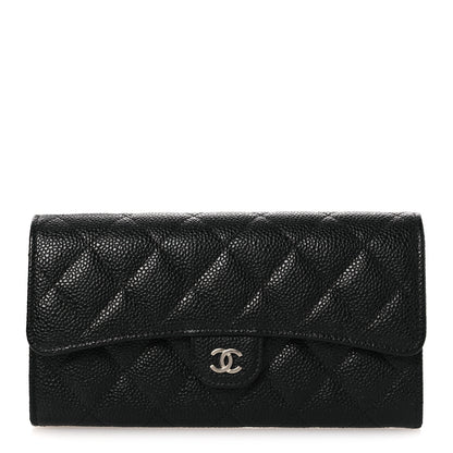 Chanel Caviar Quilted Large Gusset Flap Wallet Black 1 of 10