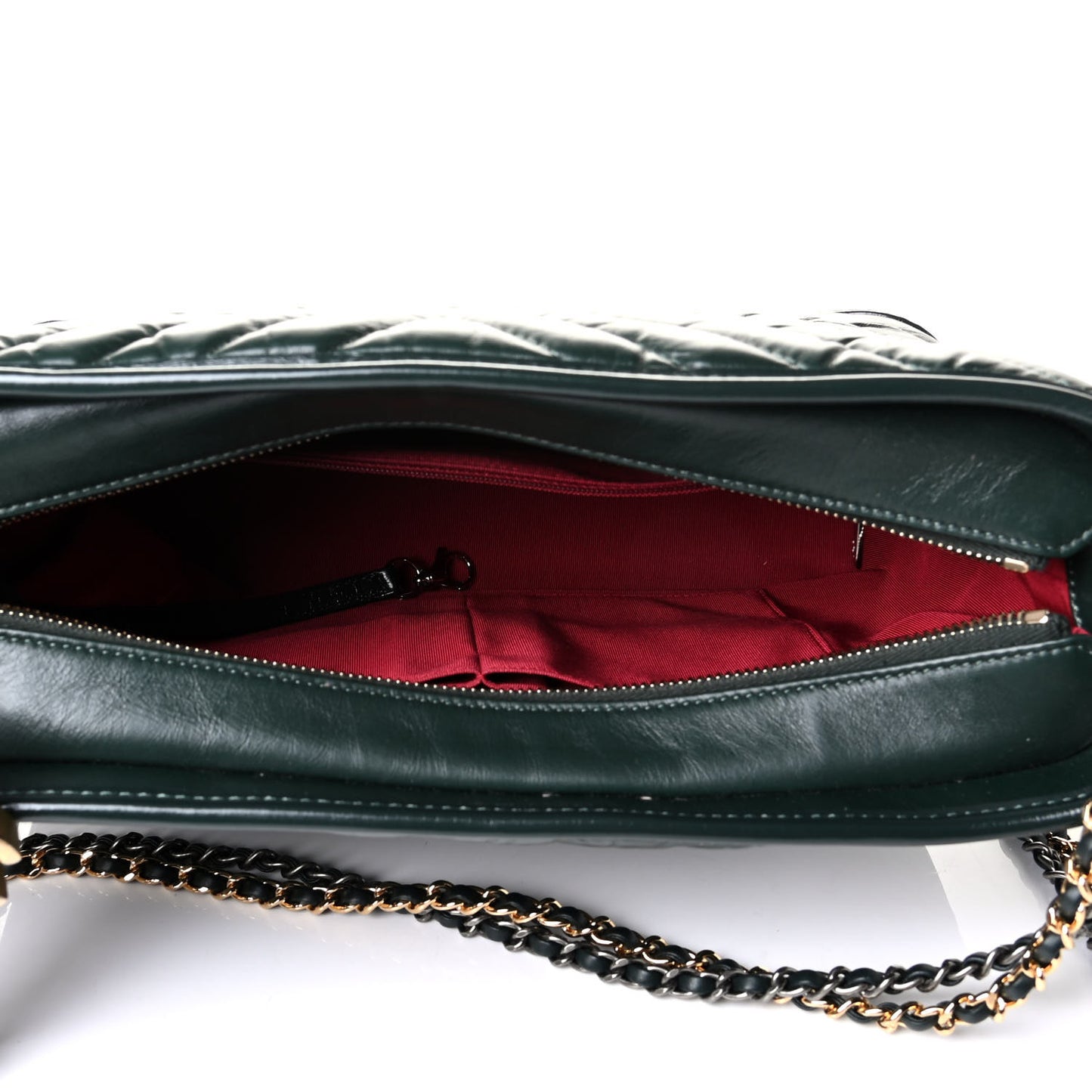 Aged Calfskin Chevron Quilted Medium Gabrielle Hobo Green