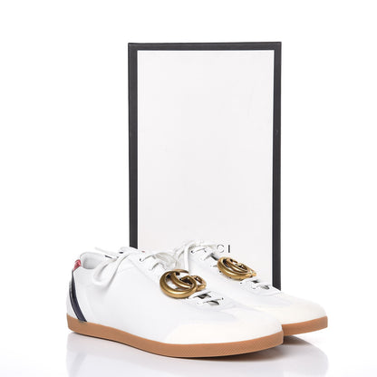 Gucci Calfskin Metallic Ayers Mens Bambi GG Sneakers 11 Great White Notte Red 10 of 10