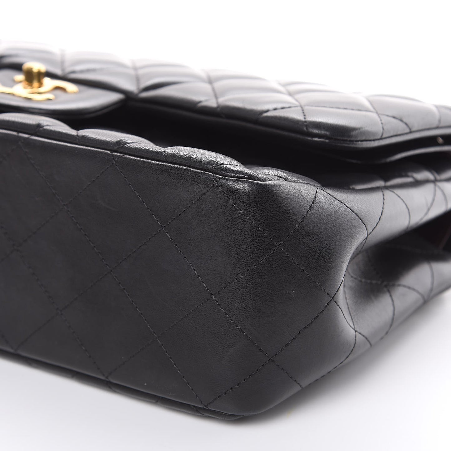 Lambskin Quilted Jumbo Double Flap Black