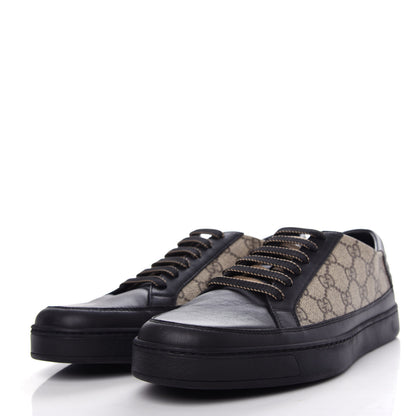 Gucci GG Supreme Monogram Mens Low Top Sneakers 9.5 Black Beige Ebony 3 of 11