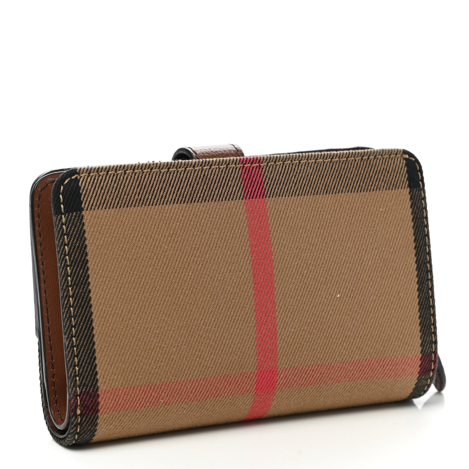 Burberry Calfskin House Check Compact Wallet Tan 3 of 7