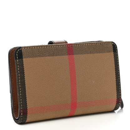 Burberry Calfskin House Check Compact Wallet Tan 3 of 7