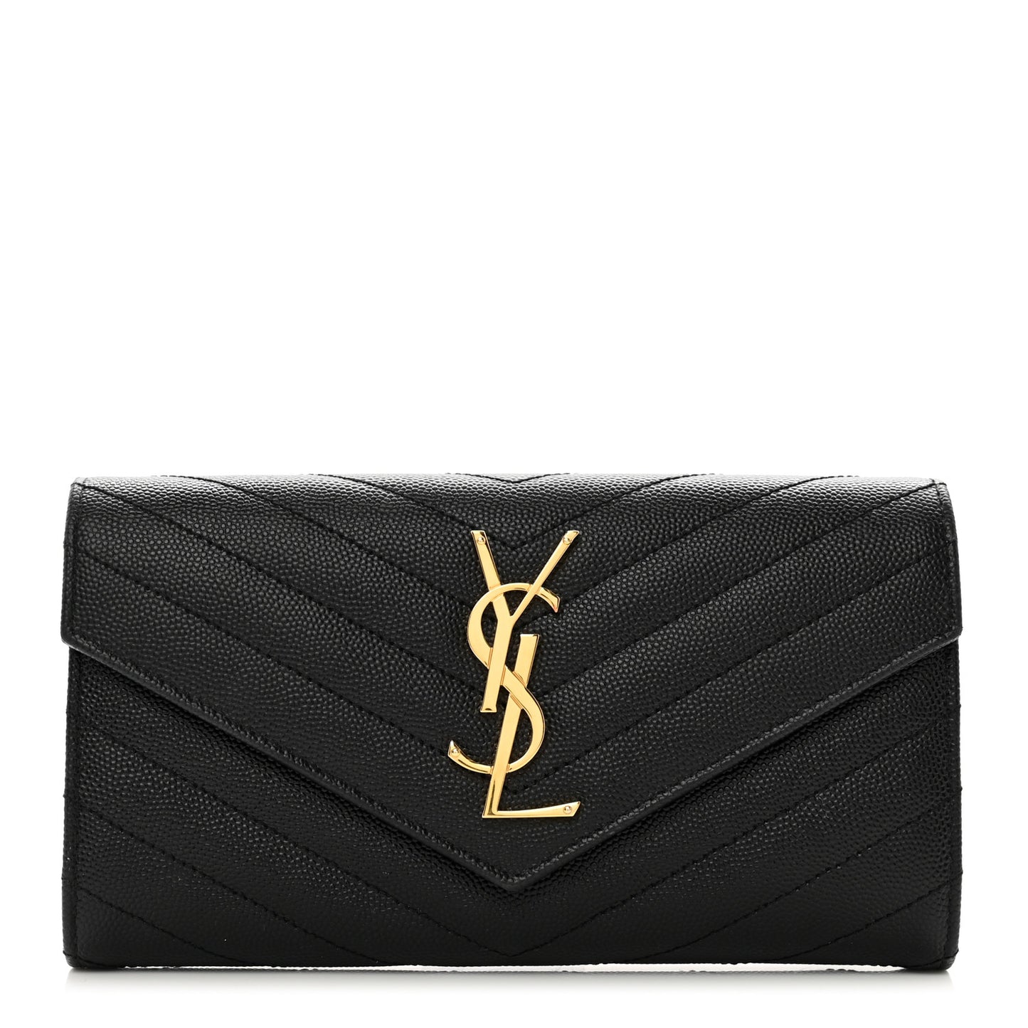 Grain De Poudre Matelasse Chevron Monogram Flap Wallet Black