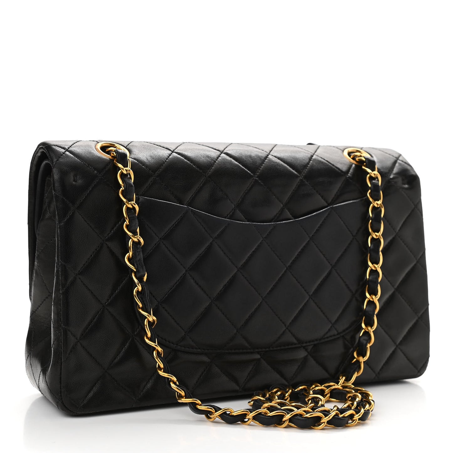 Lambskin Quilted Medium Double Flap Black