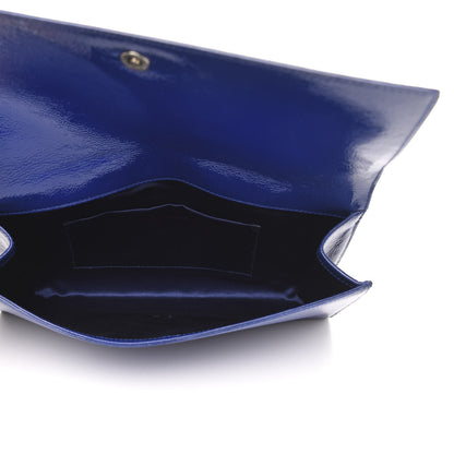 Saint Laurent Textured Patent Monogram Large Belle De Jour Clutch Royal Blue 4 of 7