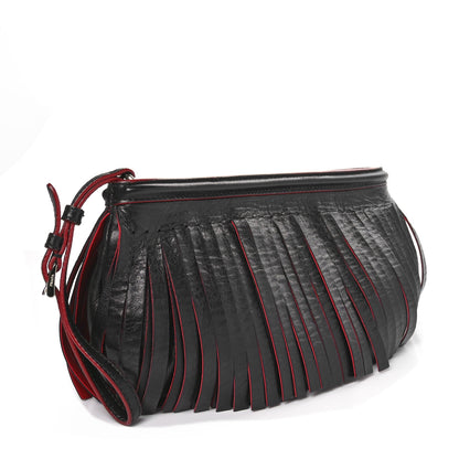 Prada Nappa Frange Wristlet Clutch Black Fuoco 3 of 13