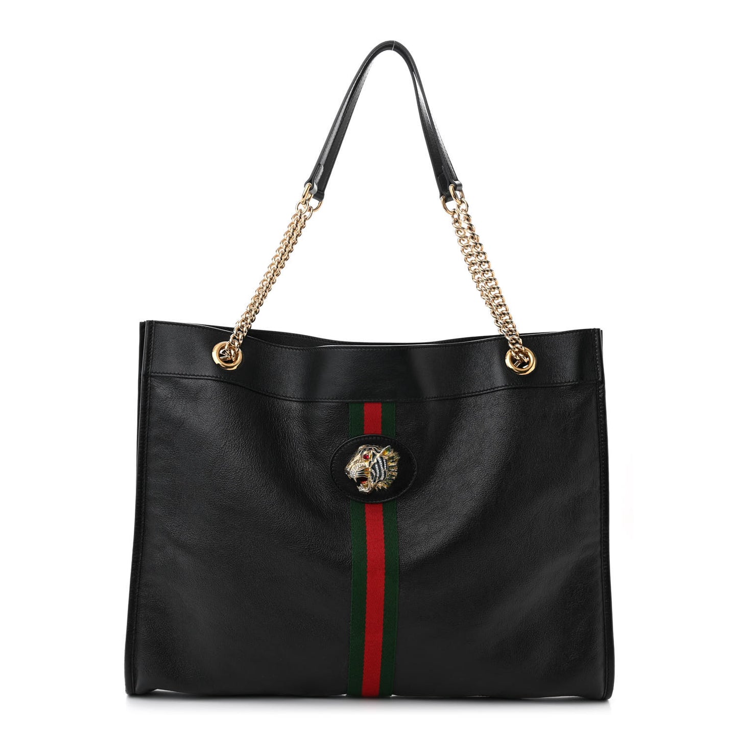 Calfskin Large Rajah Chain Tote Black