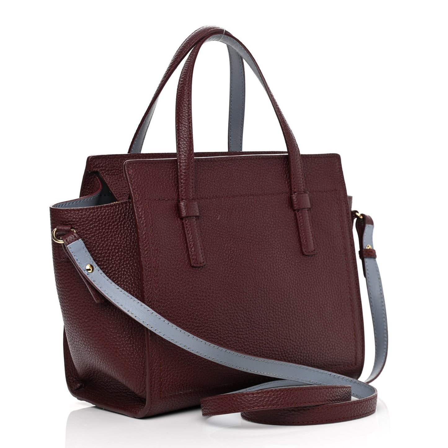 Hammered Calfskin Double Handle Small Amy Tote Red