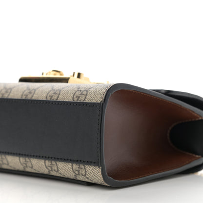 Gucci GG Supreme Monogram Calfskin Small Padlock Shoulder Bag Beige Black Cuir 10 of 13