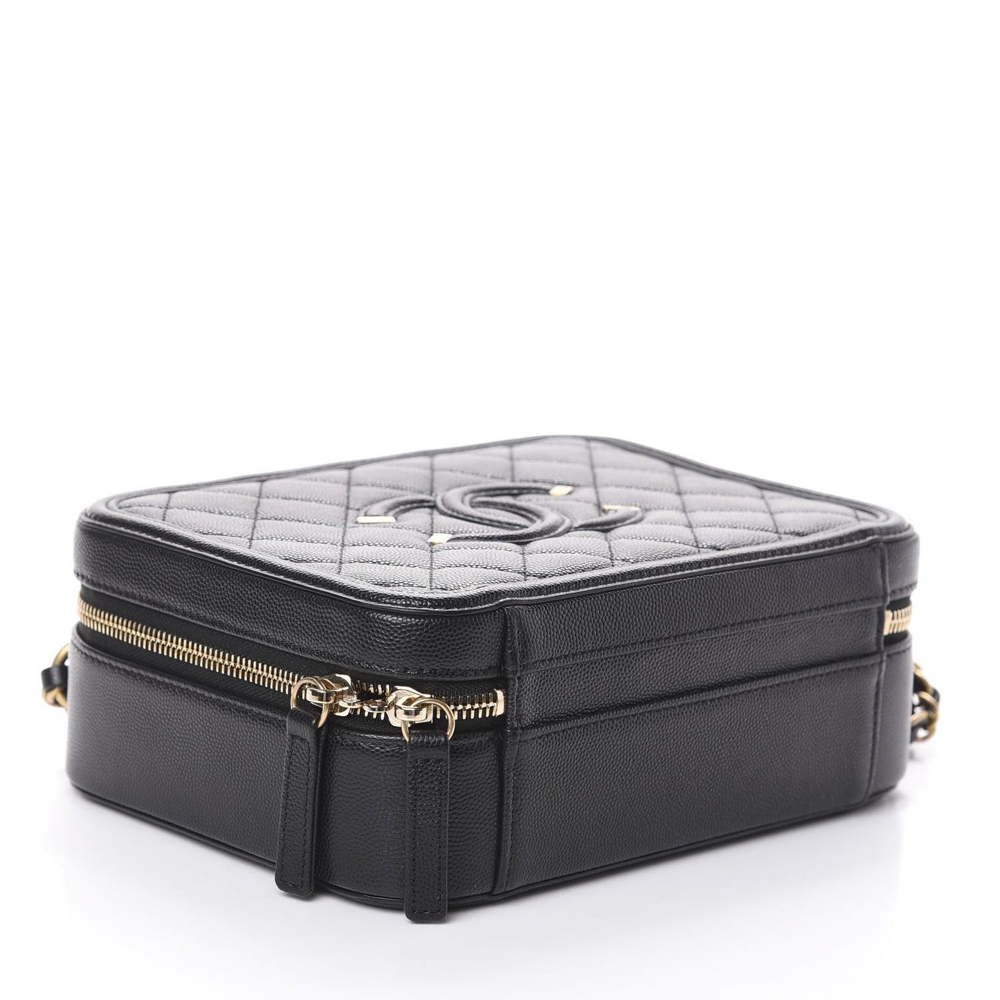 Caviar Quilted Medium CC Filigree Vanity Case Black