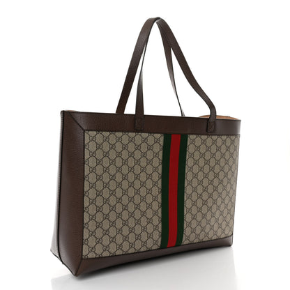 Gucci GG Supreme Monogram Web Ophidia Tote Brown 3 of 9