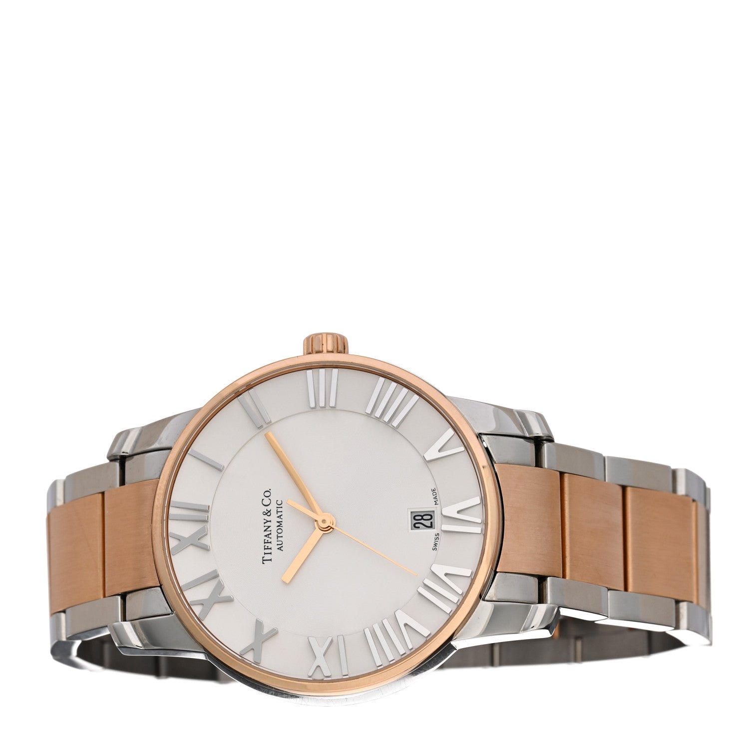 Tiffany Stainless Steel 18K Rose Gold 37mm Atlas 3-Hand Automatic Watch 2 of 4