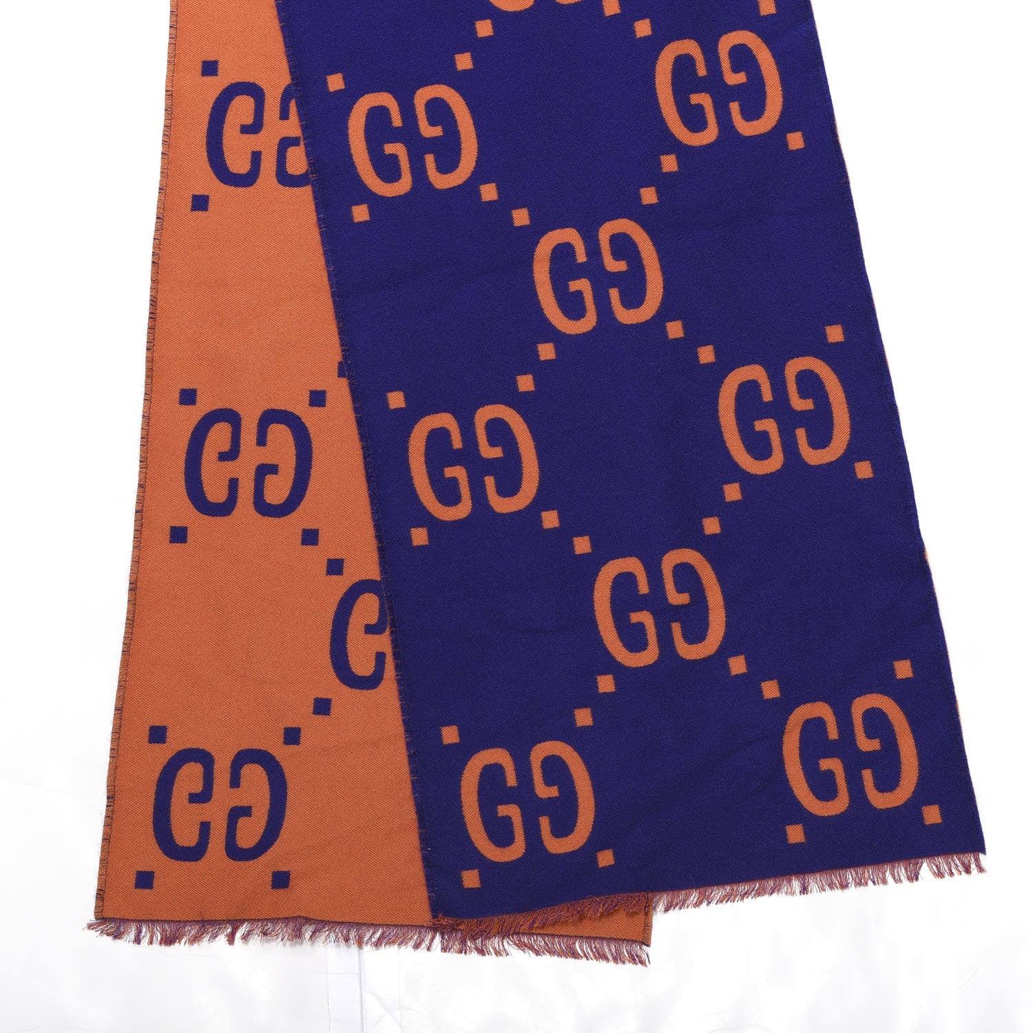 Gucci Wool Silk Monogram Jumbo GG Freedom Scarf Parma Violet Orange 4 of 4