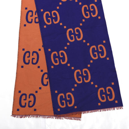 Gucci Wool Silk Monogram Jumbo GG Freedom Scarf Parma Violet Orange 4 of 4