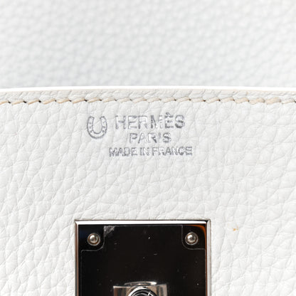 Hermes Togo Bi-Color Horseshoe Birkin 30 White Ciel 9 of 13