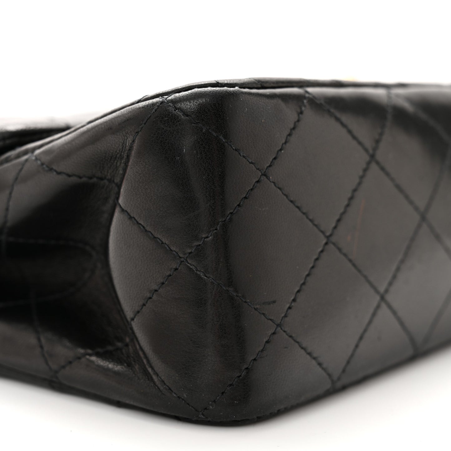 Lambskin Quilted Medium Double Flap Black