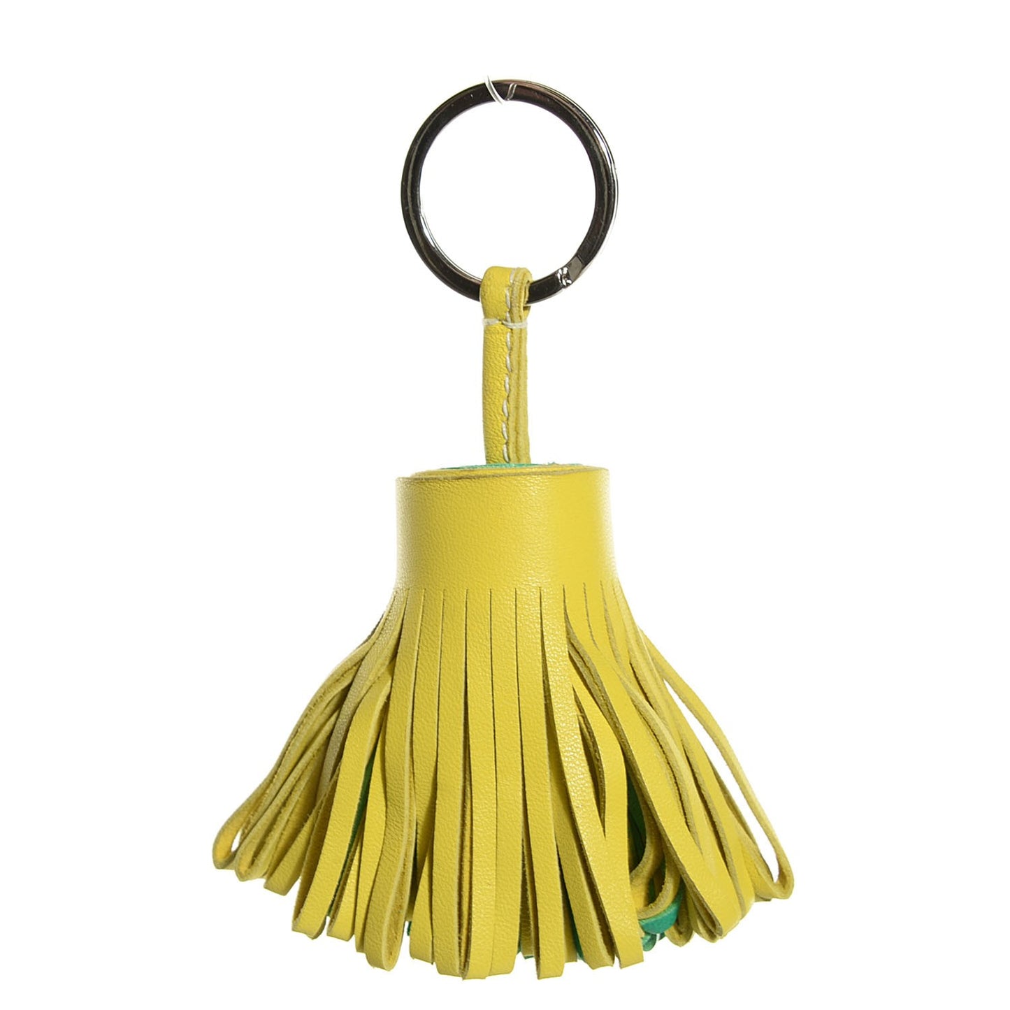 Lambskin Bi-Color Carmen Tassel Key Holder Lime Menthe