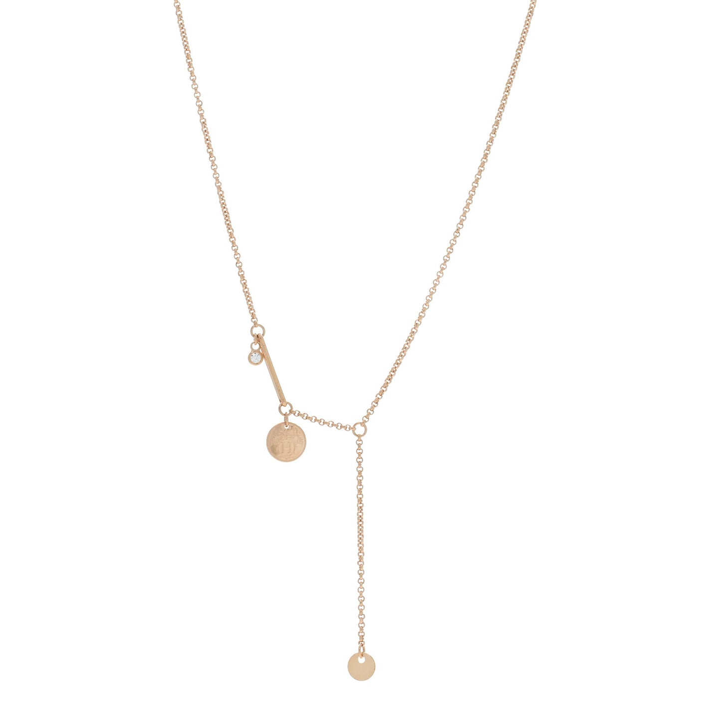 18K Rose Gold Diamond TPM Ex-Libris Pendant Necklace