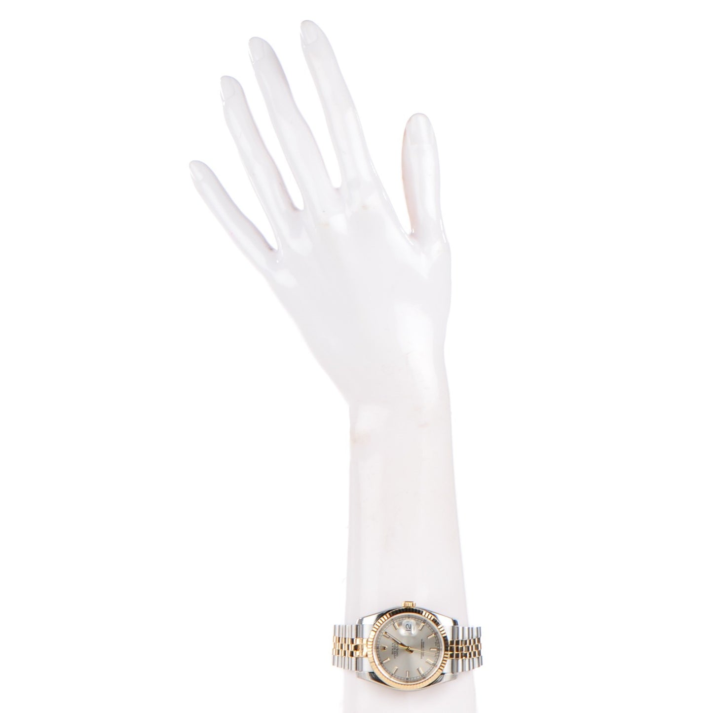 Stainless Steel 18K Yellow Gold 36mm Oyster Perpetual Datejust Watch Silver 116233